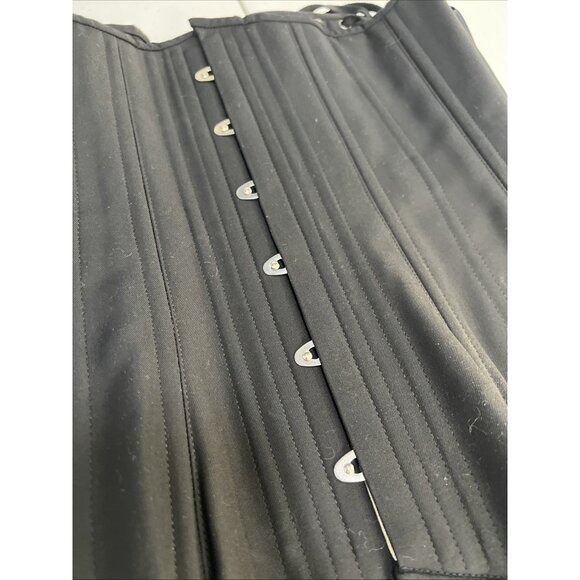 Timeless Trends Black Lace Up Wool OverBust Corset Hourglass Silhouette 28 M - Picture 3 of 11